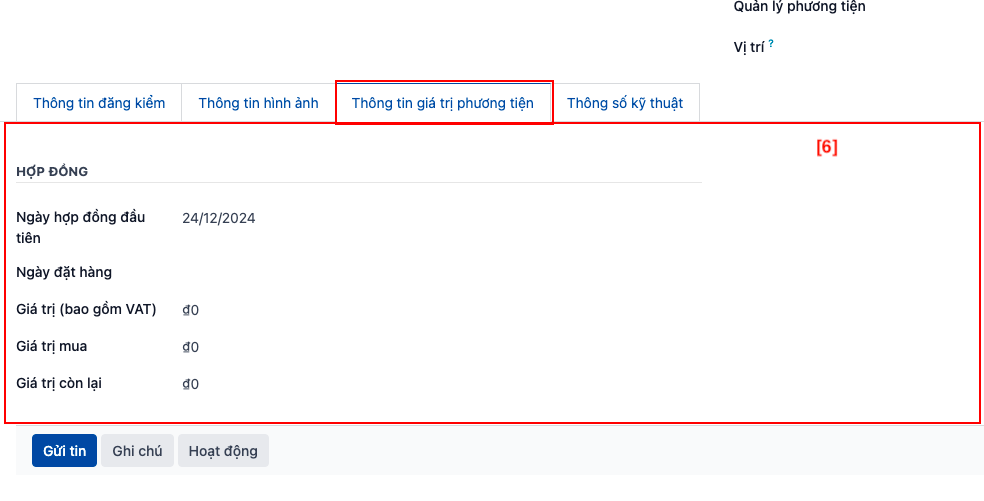 Form thông tin giá trị phương tiện