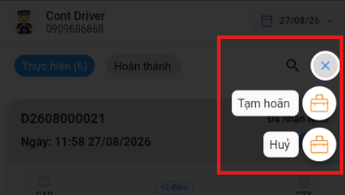 Các trạng thái lệnh điều động