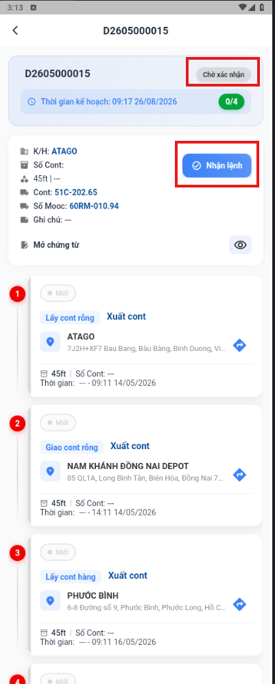 Nhận lệnh