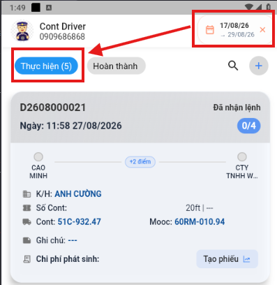 Dispatch order history search results