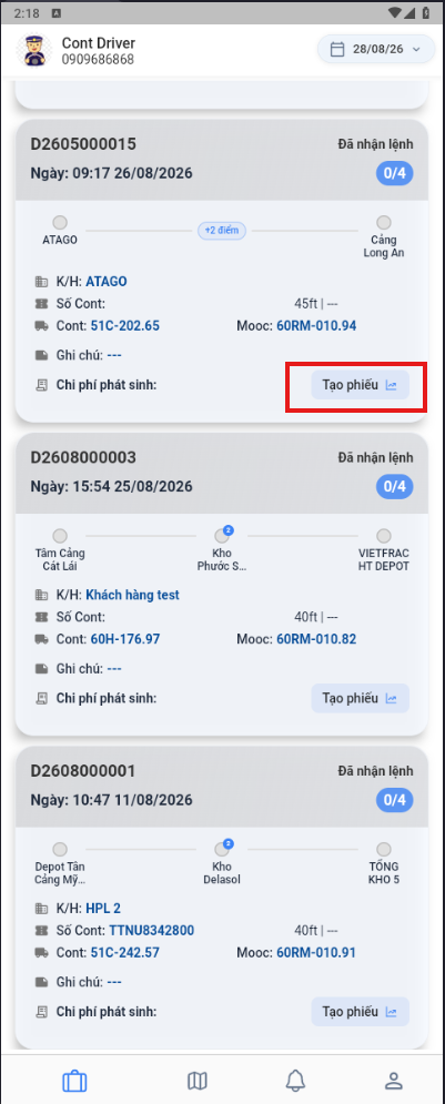Opening the expense creation function