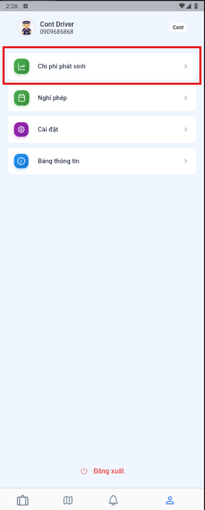 Opening the additional expense list