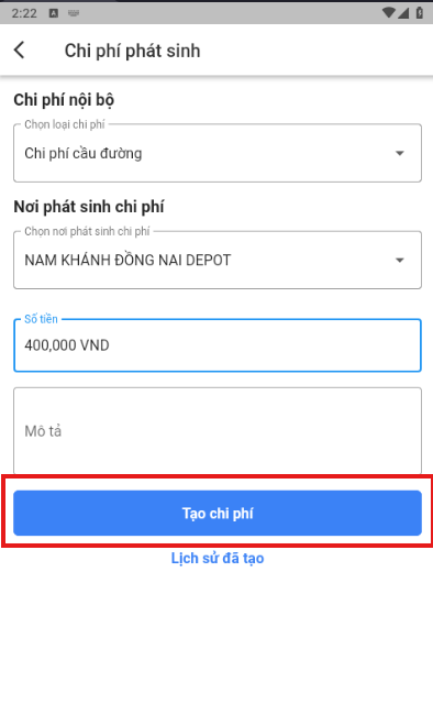 Nhập số tiền và mô tả