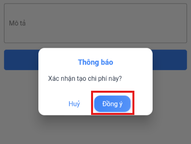 Xác nhận tạo chi phí
