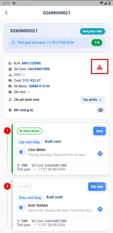 Biểu tượng báo cáo sự cố