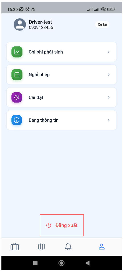 Xác nhận đăng xuất khỏi ứng dụng