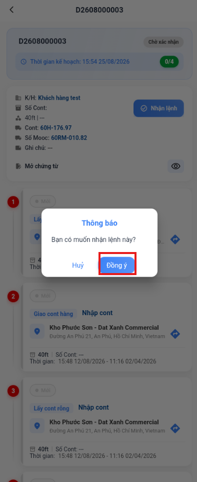 Xác nhận lệnh