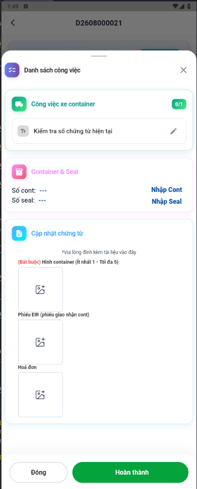 Nhập số Cont