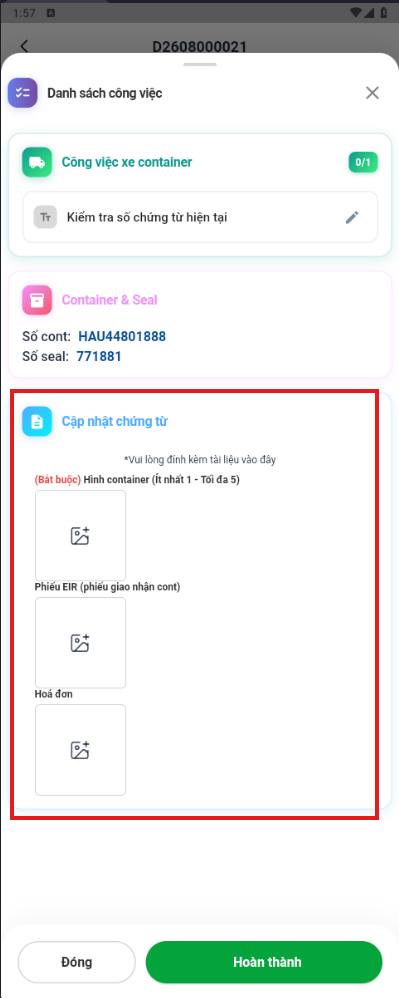Chọn loại hình ảnh hoặc chứng từ