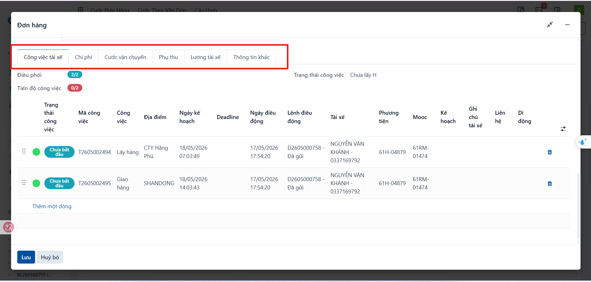 Row of business tabs including the Surcharge tab